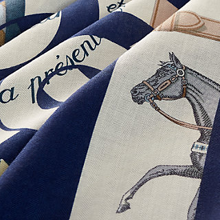 Eperon d'Or et Tenues de Jour shawl 140 - Blue | Hermès